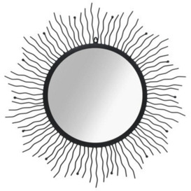 Berkfield Wall Mirror Sunburst 80 Cm Black