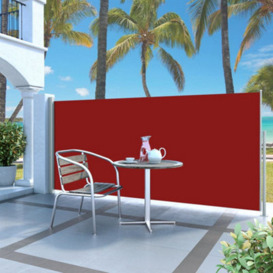 Berkfield Retractable Side Awning 140 X 300 Cm Red