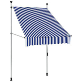 Berkfield Manual Retractable Awning 100 Cm Blue And White Stripes