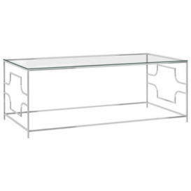 Berkfield Coffee Table Silver 120X60X45 Cm Stainless Steel And Glass