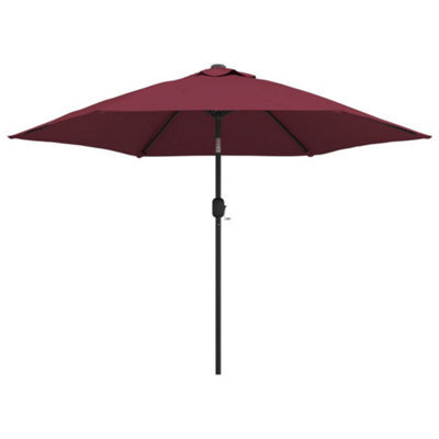Berkfield Outdoor Parasol With Led Lights And Steel Pole 300 Cm Bordeaux Red