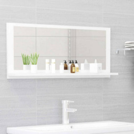 Berkfield Bathroom Mirror High Gloss White 90X10.5X37 Cm Engineered Wood