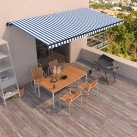Berkfield Manual Retractable Awning 600X350 Cm Blue And White