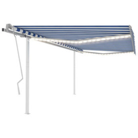Berkfield Manual Retractable Awning With Led 4X3 M Blue And White
