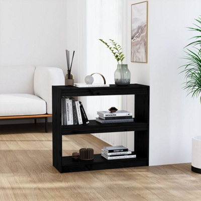 Berkfield Book Cabinet/room Divider Black 80X30X71.5 Cm Solid Wood Pine