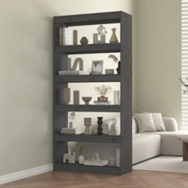 Berkfield Book Cabinet/room Divider Grey 80X30X167.4 Cm Solid Wood Pine
