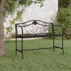 Berkfield 2-Seater Garden Bench 104 Cm Black Steel