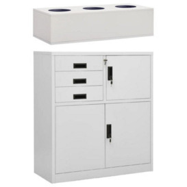 Berkfield Office Cabinet With Planter Box Light Grey 90X40X125 Cm Steel