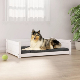Berkfield Dog Bed White 95.5X65.5X28 Cm Solid Pine Wood