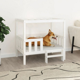 Berkfield Dog Bed White 95.5X73.5X90 Cm Solid Wood Pine