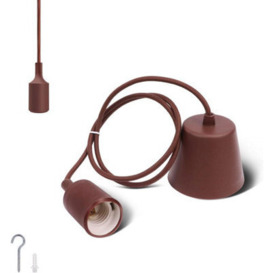 ExtraStar Pendant Lamp Holder With Textile Cable And Silicone Holder, Brown