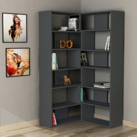 Decortie Molly Modern Corner Multipurpose Bookcase Display Unit No.4 Anthracite Grey Tall 178.6Cm