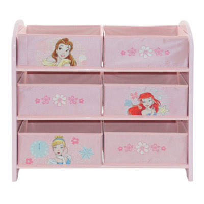 Disney Princess Toy Storage Unit: 6-Box Organizer For Bedroom - Made From Engineered Wood/fabric/metal - Easy Assembly