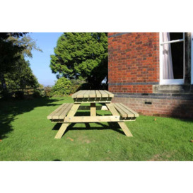 Churnet Valley Garden Furniture Ltd Deluxe Picnic Table, Wooden Garden Furniture - L180 X W150 X H90 Cm - Minimal Assembly Required