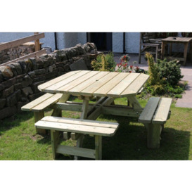 Churnet Valley Garden Furniture Ltd Square Picnic Table Sits 8, Wooden Garden Furniture - L200 X W200 X H77 Cm - Minimal Assembly Required