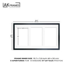 AK Frames 40X20Cm Purple Sleek Multi Photo Frame With Emerald Mount - Holds 3 Apertures (3X) 6X4 Photos - thumbnail 4