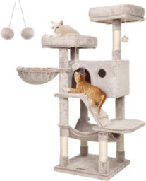 Songmics Oversized Cat Activity Tower, Premium Soft Design For Larger Cats, White-Brown Ombré - thumbnail 7