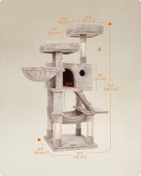 Songmics Oversized Cat Activity Tower, Premium Soft Design For Larger Cats, White-Brown Ombré - thumbnail 2