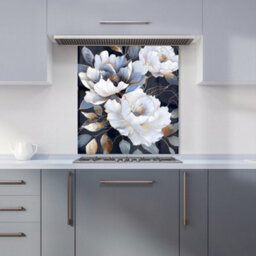 Warren Reed Designer Elegant Floral Symphony In Blue And Gold Kitchen Splashback - thumbnail 6
