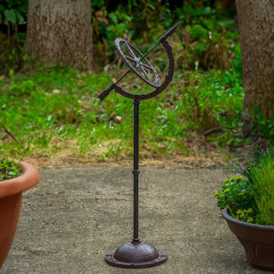 Woodside Cast Iron Garden Sundial Clock, Antique Ornamental Outdoor Décor - image 1