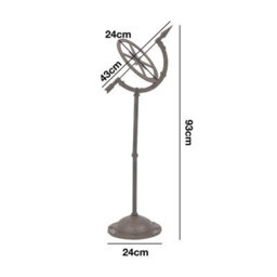 Woodside Cast Iron Garden Sundial Clock, Antique Ornamental Outdoor Décor - thumbnail 5