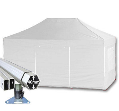 Crocodile Trading 3M X 4.5M Extreme 40 Commercial Instant Shelter Pop Up Gazebos Frame, Canopy & Sides - White - image 1