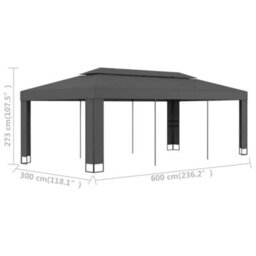 Berkfield Durable Gazebo With Double Roof 3X6 M Anthracite - thumbnail 5