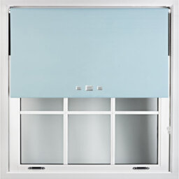 Furnished Blackout Roller Blinds With Triple Square Eyelets And Metal Fittings- Duck Egg Blue Trimmable (W)95Cm (L)165Cm