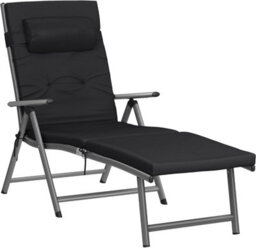 Songmics Portable Folding Sun Lounger With Detachable Headrest, Weather-Resistant, Ventilated, Cozy, Adjustable, Black - thumbnail 8