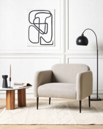 Beliani  Armchair Stouby Linen Taupe - thumbnail 2