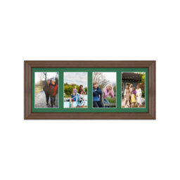 AK Frames 50X20Cm Walnut Classic Multi Photo Frame With Emerald Mount - Holds 4 Apertures (4X) 6X4 Photos