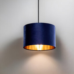 CGC Lighting Cgc Nila Luxury Navy Blue Velvet & Gold Inner Round Pendant Drum Shade
