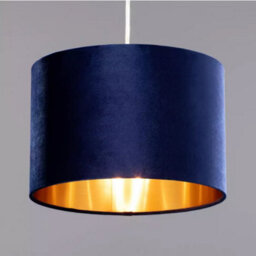 CGC Lighting Cgc Nila Luxury Navy Blue Velvet & Gold Inner Round Pendant Drum Shade - thumbnail 2