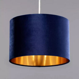 CGC Lighting Cgc Nila Luxury Navy Blue Velvet & Gold Inner Round Pendant Drum Shade - thumbnail 4
