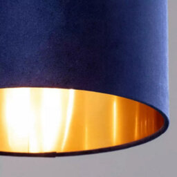 CGC Lighting Cgc Nila Luxury Navy Blue Velvet & Gold Inner Round Pendant Drum Shade - thumbnail 5