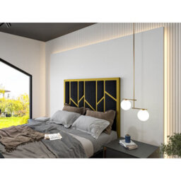 Sherlock Luxe Upholstered  Gold & Black Television Bed Frame - thumbnail 3