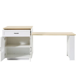 Abrihome Extendable Bar Table With Storage (133-202 X70 X93.5 Cm), With 2 Drawers And 2 Compartments, Kitchen Dining Cart, White - thumbnail 8