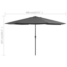 Berkfield Outdoor Parasol With Metal Pole 400 Cm Anthracite - thumbnail 7