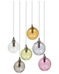 Wyld And Coco 6-Light Multicolour Glass Pendant Lamp Retro Style, W50 X H130Cm - thumbnail 3
