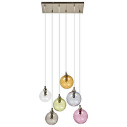 Wyld And Coco 6-Light Multicolour Glass Pendant Lamp Retro Style, W50 X H130Cm - thumbnail 1