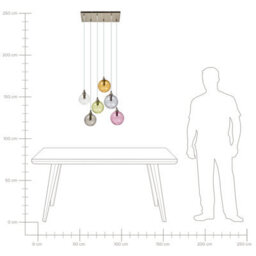 Wyld And Coco 6-Light Multicolour Glass Pendant Lamp Retro Style, W50 X H130Cm - thumbnail 6