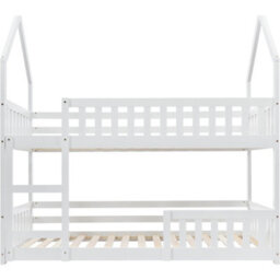 Btm Kids Castle Bunk Bed, Twin Sleeper With Ladder, Solid Wood 3Ft Single Bed, White - thumbnail 4