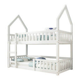 Btm Kids Castle Bunk Bed, Twin Sleeper With Ladder, Solid Wood 3Ft Single Bed, White - thumbnail 5
