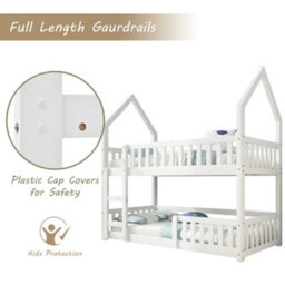 Btm Kids Castle Bunk Bed, Twin Sleeper With Ladder, Solid Wood 3Ft Single Bed, White - thumbnail 6