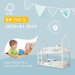 Btm Kids Castle Bunk Bed, Twin Sleeper With Ladder, Solid Wood 3Ft Single Bed, White - thumbnail 7