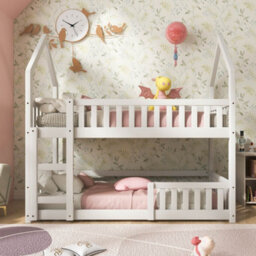 Btm Kids Castle Bunk Bed, Twin Sleeper With Ladder, Solid Wood 3Ft Single Bed, White - thumbnail 2