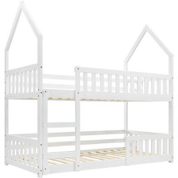Btm Kids Castle Bunk Bed, Twin Sleeper With Ladder, Solid Wood 3Ft Single Bed, White - thumbnail 3