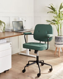 Beliani Desk Chair Pawnee Fabric Dark Green - thumbnail 2