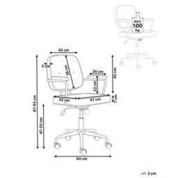 Beliani Desk Chair Pawnee Fabric Dark Green - thumbnail 3