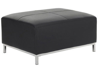 Beliani Luxor Black Genuine Leather Ottoman Footstool Rectangular - Solid Wood Frame, Iron Legs, Padded Seat - image 1